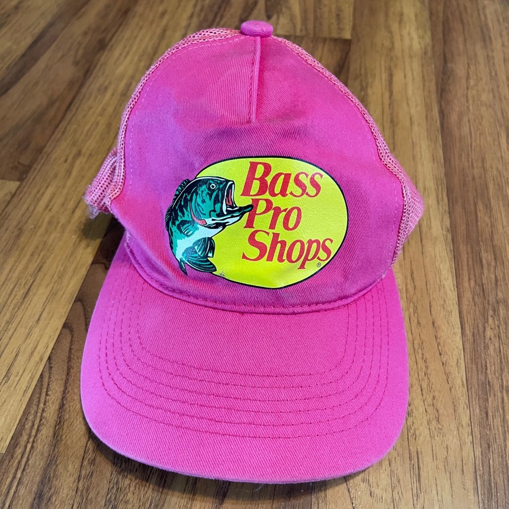 Bass Pro Shops Trucker Hat Womens OSFM Pink Mesh Snapback Fishing Cap Logo